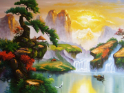 7 mẫu tranh nhật xuất thiên sơn đẹp, ý nghĩa