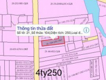 Bán gấp lô đất 2 mặt tiền đường Dương Văn Thì, Phú Hữu, Nhơn Trạch, ĐNai. DT:250m2 . Giá:4ty250