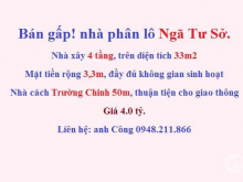 Bán nhà Ngã Tư Sở, 33m2, 4 tầng, mt 3,3m, giá 4.0 tỷ.