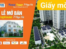 MỞ BÁN LIỀN KỀ, BIỆT THỰ ROSE TOWN - 79 NGỌC HỒI - KHU ĐÔ THỊ ĐẲNG CẤP CHÂU ÂU