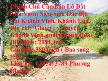 Chính Chủ Cần Bán Lô Đất Nhà Vườn Siêu-Siêu Đắc Địa Tại Khánh Vĩnh, Khánh Hòa.