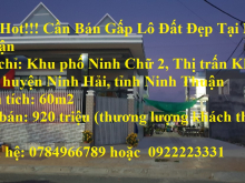 Hot Hot!!! Cần Bán Gấp Lô Đất Đẹp Tại Ninh Thuận