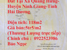 Chính Chủ Cần Bán Lô Đất Tại Xã Quang Hưng- Huyện Ninh Giang-Tỉnh Hải Dương