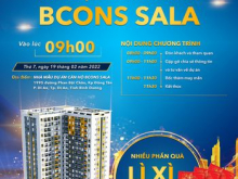 Booking giữ chổ 10 triệu/căn có hoàn lại 100%  sở hữu căn hộ tại dự án Bcons Sala trung tâm Dĩ An Bình Dương