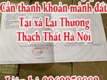 Gia đình cần tiền gấp, cần thanh khoản mảnh đất tại xã Lại Thượng huyện Thạch Thất Hà Nội