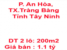 Chính chủ cần bán 2 lô đất liền kề ở Kp An Quới, Phường An Hòa, Thị Xã Tràng Bàng, Tỉnh Tây Ninh.