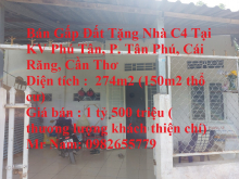 Bán Gấp Đất Tặng Nhà C4 Tại KV Phú Tân, P. Tân Phú, Cái Răng, Cần Thơ