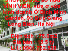 Chính Chủ Cần Bán Gấp SHOPHOUSE sở hữu VĨNH VIỄN, vừa ở vừa kinh doanh Ở Bình Minh Garden, 93 Đức Giang, Long Biên, Hà Nội