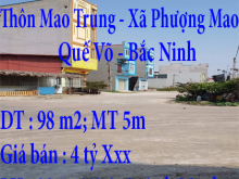 Chính chủ bán lô đất giãn dân Thôn Mao Trung,Xã Phượng Mao,Huyện Quế Võ,Tỉnh Bắc Ninh