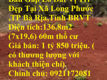 Hot Hot Chính Chủ Cần Bán Gấp Lô Đất Vị Trí Đẹp Tại Xã Long Phước ,TP Bà Rịa,Tỉnh BRVT