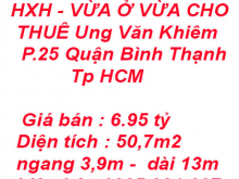 KHU VIP BÌNH THẠNH - HXH - VỪA Ở VỪA CHO THUÊ - SỔ HOÀN CÔNG VUÔNG VỨC