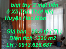 Chính chủ cần bán căn biệt thự 2 mặt tiền ở Xã Tân Thới Nhì, Huyện Hóc Môn