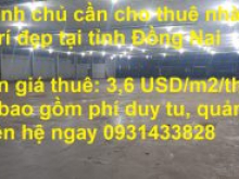 Chính chủ cần cho thuê nhà xưởng vị trí đẹp tại tỉnh Đồng Nai