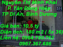 Cần bán nhà mặt tiền 5x36  đất thổ cư, 1 lầu, 1 trệt ở Thành phố Dĩ An, Bình Dương