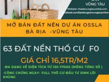 NHANH TAY SỞ HỮU NGAY 1 TRONG 63 LÔ ĐẤT NỀN CỰC HOT KHU DÂN CƯ LONG PHƯỚC - BÀ RỊA