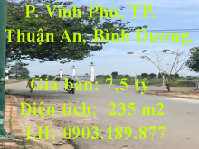 Chính chủ bán lô đất full thổ cư 235m2 tại KDC Vĩnh Phú 1, P. Vĩnh Phú, TP. Thuận An, Bình Dương