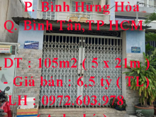 Chính chủ cần bán nhà Phường Bình Hưng Hòa,Quận Bình Tân,TP Hồ Chí Minh