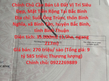 Chính Chủ Cần Bán Lô Đất Vị Trí Siêu Đẹp, Mặt Tiền Rộng Tại Bắc Bình