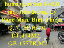 Anh chủ đại gia là đồng hương gửi bán lô đất mặt tiền đường Lý Phục Man, Bình Thuận, quận 7, tp Hcm