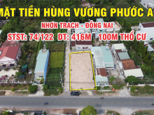 Cần bán thửa đất 3 mặt tiền đường Hùng Vương xã Phước An Nhơn Trạch