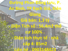 Bán Gấp Nhà Mặt Tiền Đường Phan Đăng Lưu, P. An Bình, TP Rạch Giá, Kiên Giang