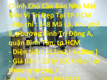 Chính Chủ Cần Bán Nhà Mặt Tiền Vị Trí Đẹp Tại TP HCM