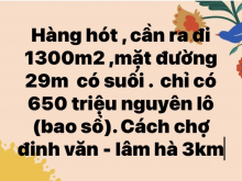 Hàng hót cần ra đi 1300m2 đất mặt đường 29m có suối tại huyện Lâm Hà, tỉnh Lâm Đồng.