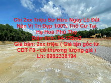 Chỉ 2xx Triệu Sở Hữu Ngay Lô Đất Nền Vị Trí Đẹp 100% Thổ Cư Tại  Hạ Hoà Phú Thọ