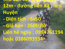 Chính chủ cần bán lô đất vị trí đẹp tại DUY NHẤT ngay khu dân cư, đường QH 12m – đường liên Xã , liên Huyện