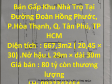 TÌM CHỦ MỚI Chủ Nhà Cần Bán Gấp Khu Nhà Trọ Tại Quận Tân Phú , TP HCM