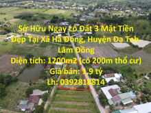 Sở Hữu Ngay Lô Đất 3 Mặt Tiền Đẹp Tại Xã Hà Đông, Huyện Đạ Teh, Lâm Đồng