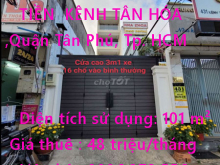 Cần cho thuê NHÀ MẶT TIỀN 101m2 KÊNH TÂN HÓA,Quận Tân Phú, Tp Hồ Chí Minh