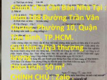 Chính Chủ Cần Bán Nhà Tại : Hẻm 108 Đường Trần Văn Quang, Phường 10, Quận Tân Bình, TP.HCM.