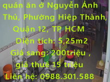 Chính chủ cần sang lại quán ăn ở Nguyễn Ảnh Thủ, Phường Hiệp Thành, Quận 12, TP HCM