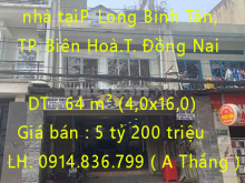 Chính chủ cân bán gấp nhà tại TP. Biên Hoà, Đồng Nai