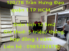 Cho thuê nhà nguyên căn 120/7B Trần Hưng Đạo, quận 1,TP HCM