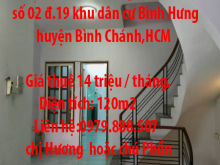 Bán hoặc Cho thuê nguyên căn nhà số 02 đường số 19 khu dân cư Bình Hưng huyện Bình Chánh,HCM