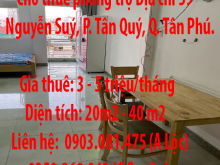 Cho thuê phòng trọ Địa chỉ 59 Nguyễn Suý, P. Tân Quý, Q. Tân Phú.