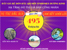 Cần bán lô đất trung tậm quận Dương Kinh Hải Phòng đường oto vào tân đất giá rẻ 495Tr/Lô.