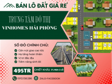 Bán lô đất giá chỉ 495tr/lô nằm ngay mặt trục phố gần ủy ban phường, sát khu đô thị Vinhomes Dương Kinh-Kiến Thụy rộng 240 ha.