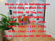 Bác nào có nhu cầu thuê/nhượng/mua căn hộ chung cư quanh khu vực Mỹ Đình - Hồ Tùng Mậu - Cầu Giấy - Phạm Văn Đồng...