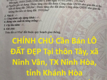 CHÍNH CHỦ Cần Bán LÔ ĐẤT ĐẸP Tại Ninh vân , Ninh Hòa– GIÁ CỰC  RẺ