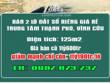 CHÍNH CHỦ BÁN 2 LÔ ĐẤT SỔ RIÊNG GIÁ RẺ TRUNG TÂM THẠNH PHÚ