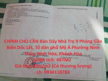 CHÍNH CHỦ CẦN Bán Dãy Nhà Trọ 9 Phòng Gần Biển Dốc Lết, Ninh Thủy, Ninh Hoà