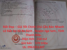 Đất Đẹp – Giá Tốt Chính Chủ Cần Bán Nhanh Lô Đất Tại Nga Sơn , Thanh Hóa.