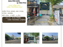 Cho thuê nhà mặt tiền Nguyễn Sơn 80m2, 1Lầu, 21Triệu, gần trường học