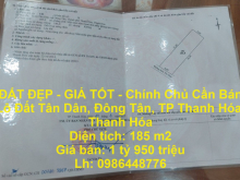 ĐẤT ĐẸP - GIÁ TỐT - Chính Chủ Cần Bán Lô Đất Tân Dân, Đông Tân, TP Thanh Hóa, Thanh Hóa