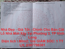 Nhà Đẹp - Giá Tốt - Chính Chủ Bán Cắt Lỗ Nhà Mới Xây Tại Phường 3, TP Vĩnh Long