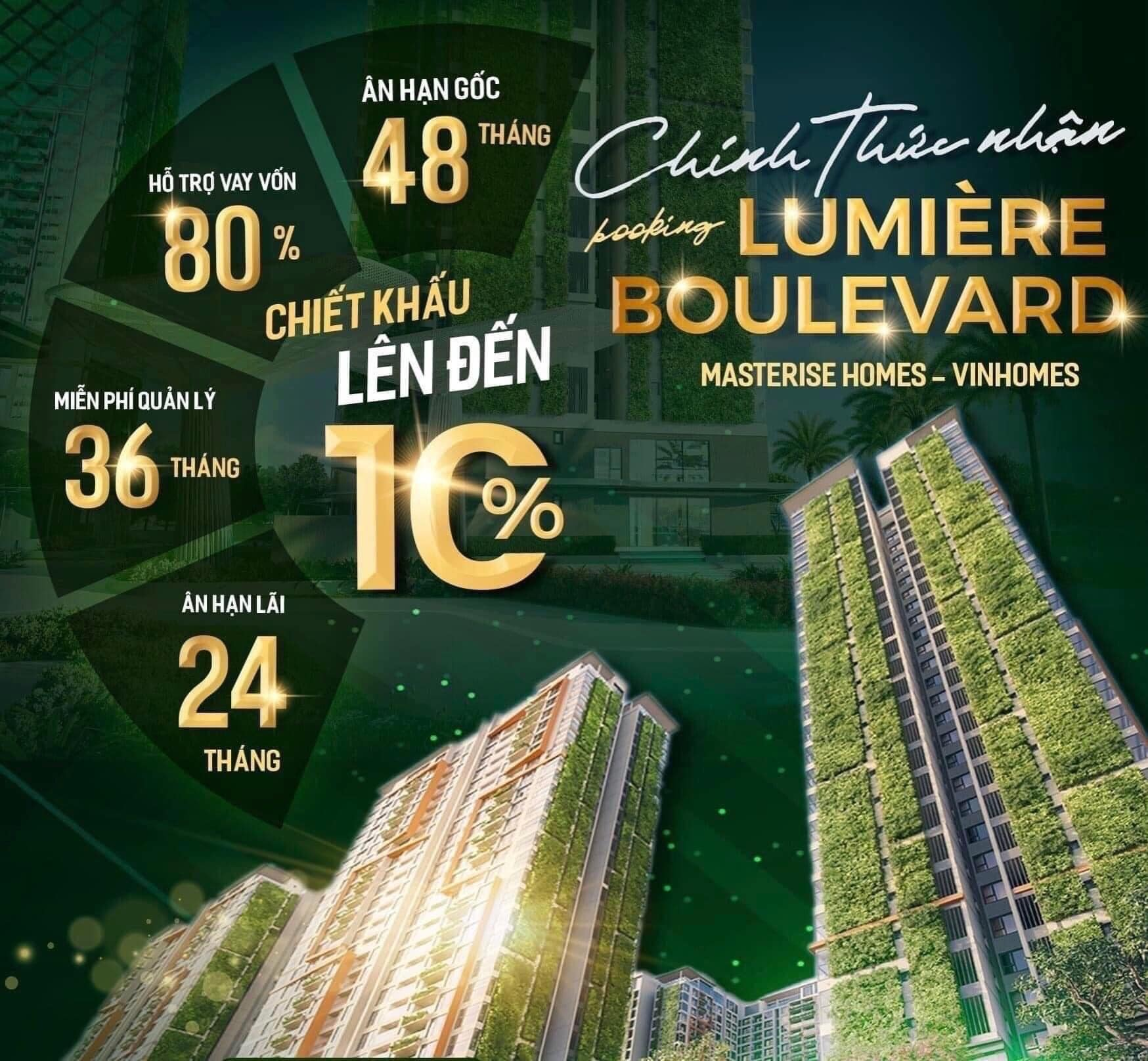 Chỉ với 375 triệu sở hữu ngay căn hộ của chủ đầu tư Masterise Homes. Dự án Lumiere Boulevard đẳng cấp quốc tế.