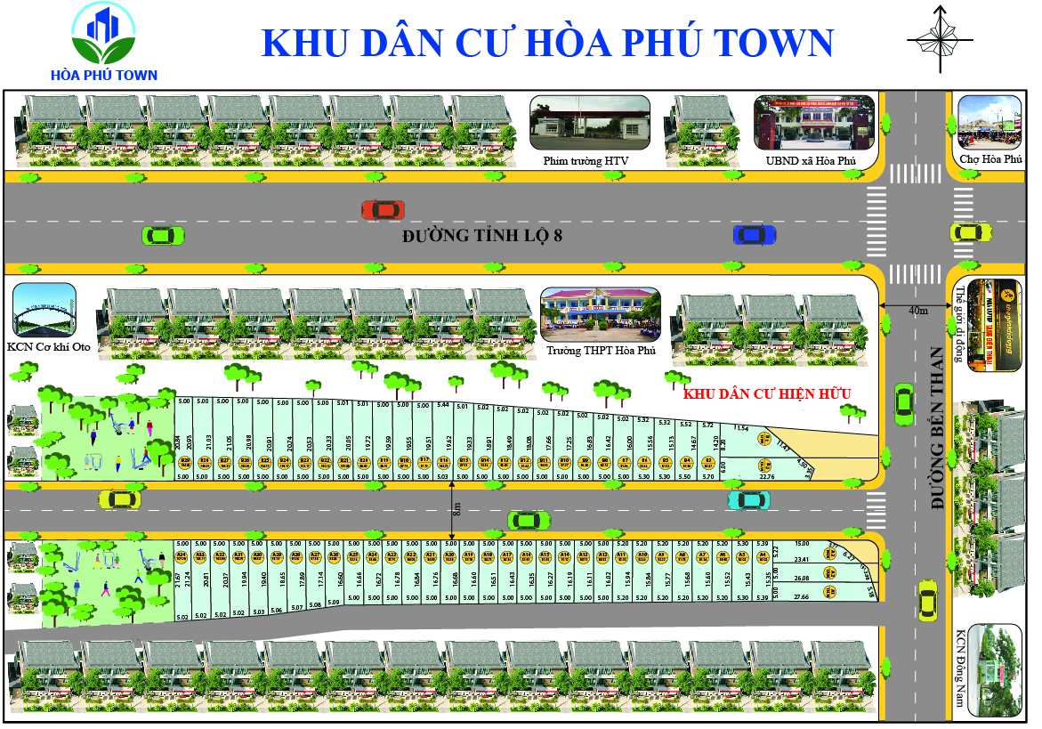 Mặt bằng tổng thể khu dân cư Hòa Phú Town Củ Chi